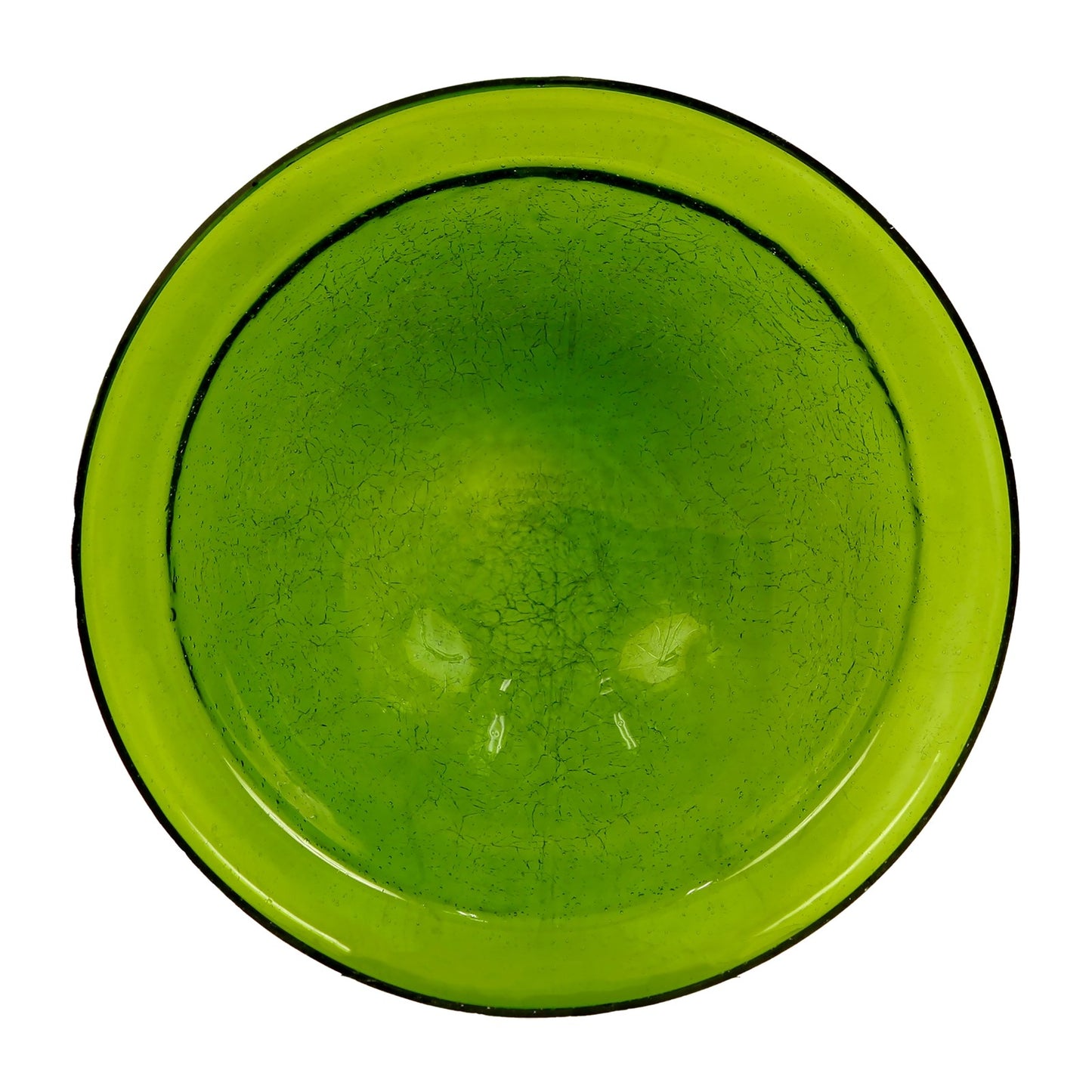 ACHLA Crackle Glass Birdbath with Over Rail Bracket | Fern Green Hand-Blown Glass and Black Wrought Iron | Balcony & Deck Rail | Model CGB-05FG-OR2