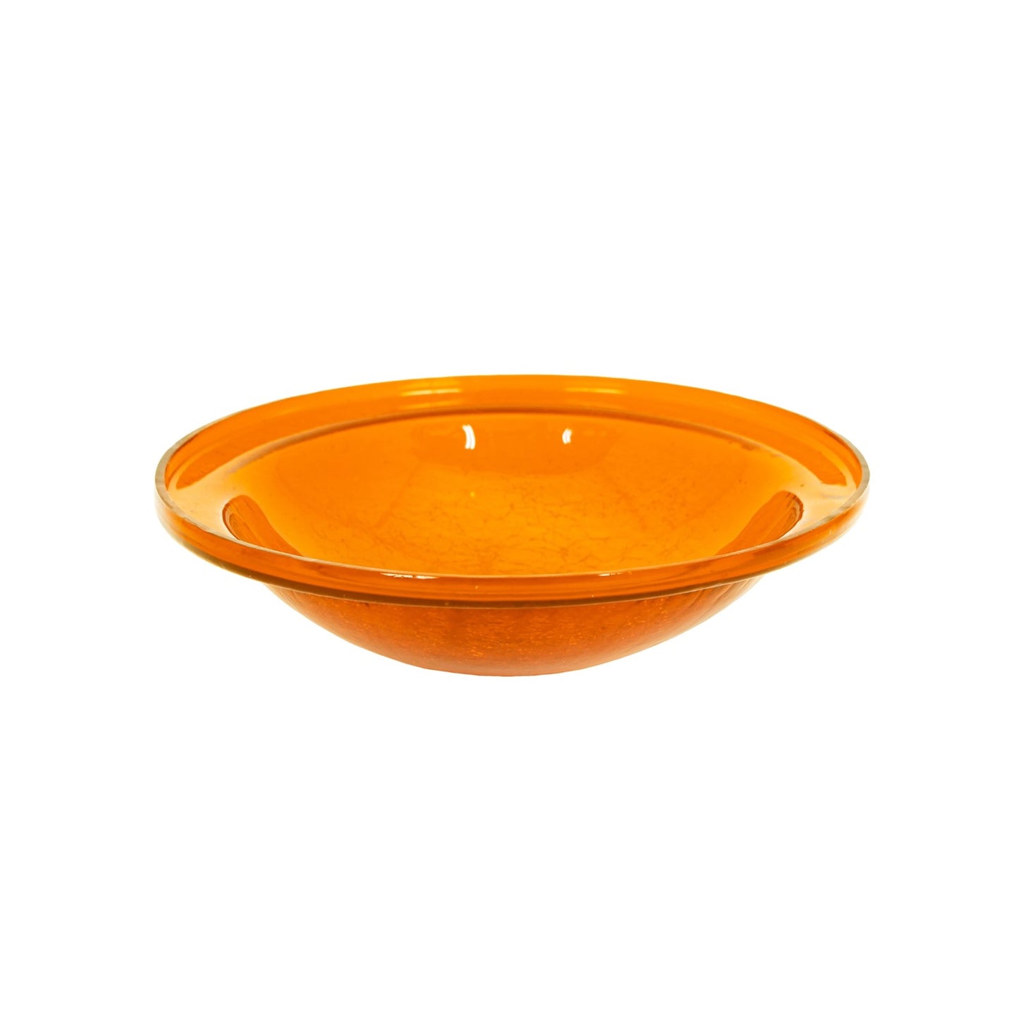 ACHLA Crackel Bowl Mandarin 12in Decorative Glass Bowl | Crackled Glass Art Bowl | Garden, Yard & Patio Accent | 12.5 x 12.5 x 3 in | Model CGB-06M