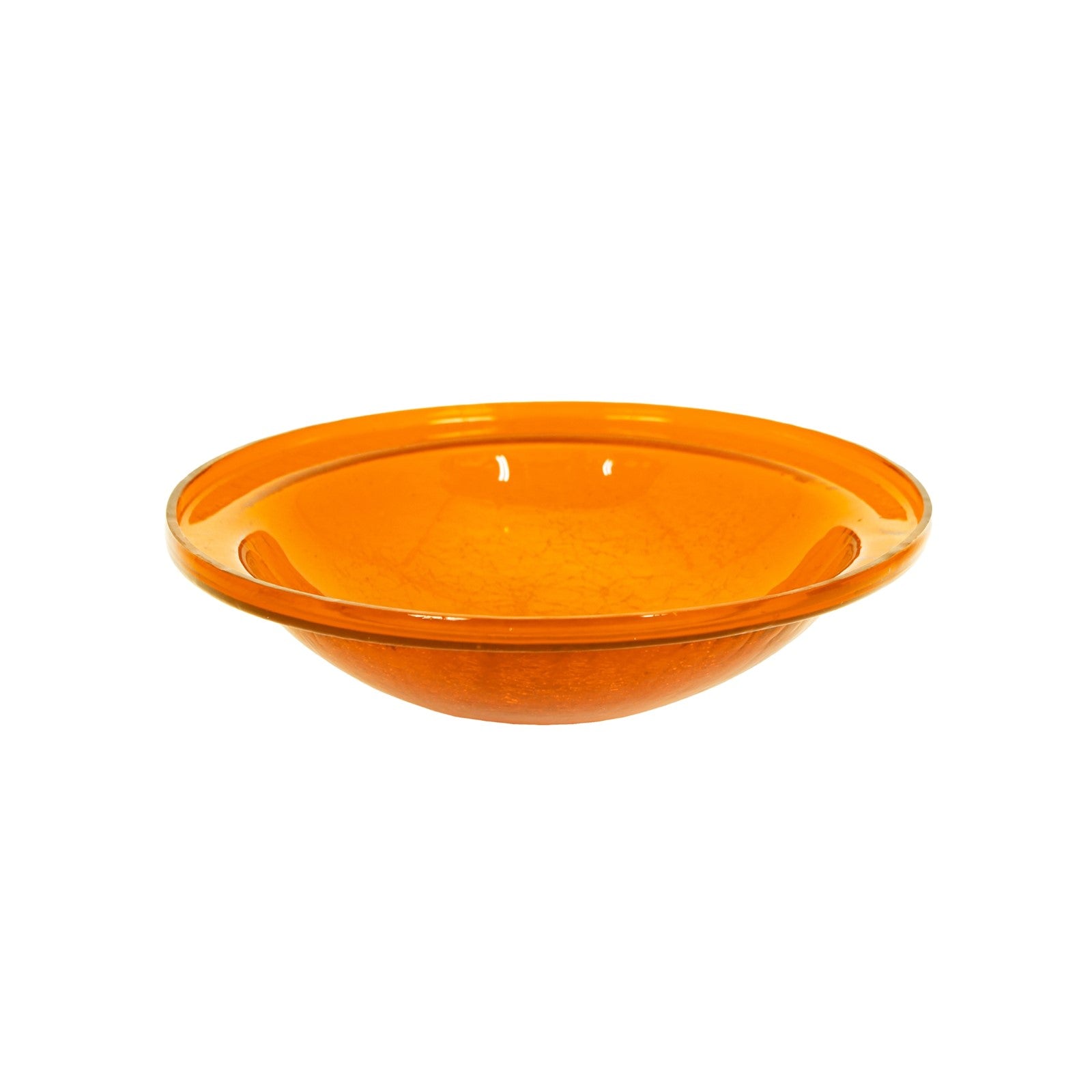 ACHLA Crackel Bowl Mandarin 12in Decorative Glass Bowl | Crackled Glass Art Bowl | Garden, Yard & Patio Accent | 12.5 x 12.5 x 3 in | Model CGB-06M