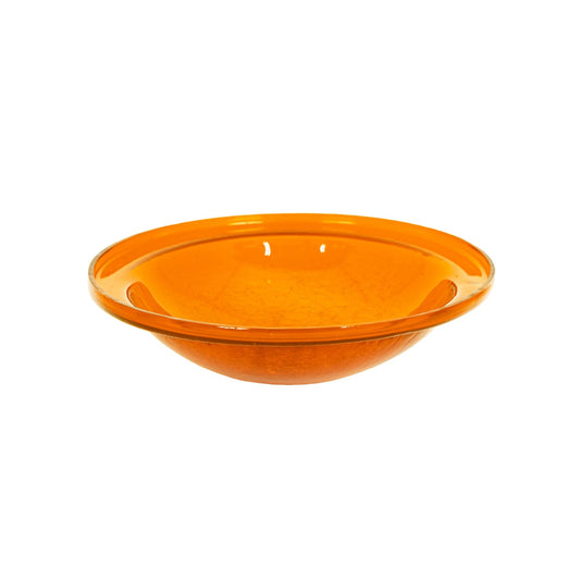 ACHLA Crackel Bowl Mandarin 12in Decorative Glass Bowl | Crackled Glass Art Bowl | Garden, Yard & Patio Accent | 12.5 x 12.5 x 3 in | Model CGB-06M