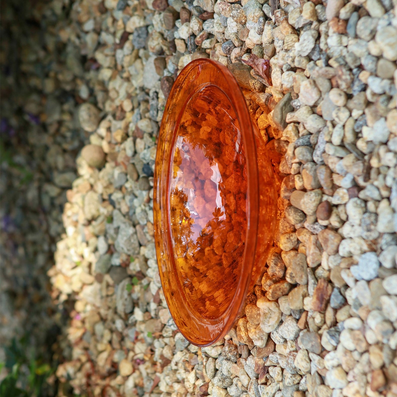 ACHLA Crackel Bowl Mandarin 12in Decorative Glass Bowl | Crackled Glass Art Bowl | Garden, Yard & Patio Accent | 12.5 x 12.5 x 3 in | Model CGB-06M