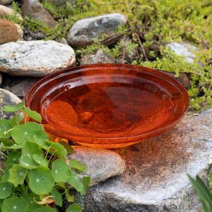 ACHLA Crackel Bowl Mandarin 12in Decorative Glass Bowl | Crackled Glass Art Bowl | Garden, Yard & Patio Accent | 12.5 x 12.5 x 3 in | Model CGB-06M