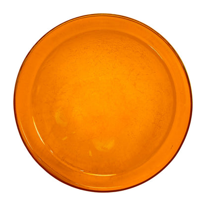 ACHLA 12in Crackle Glass Birdbath with Over Rail Bracket | Mandarin Orange Glass and Black Wrought Iron | Deck, Balcony & Patio | Model CGB-06M-OR2
