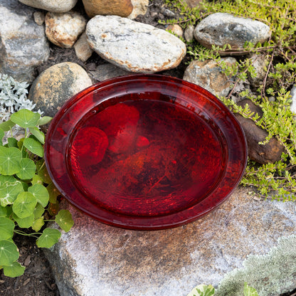 ACHLA Crackle Glass Bowl Red 12in Decorative Bowl | Crackled Glass Art | Garden & Patio Accent | 12.5 x 3 in | Model CGB-09R