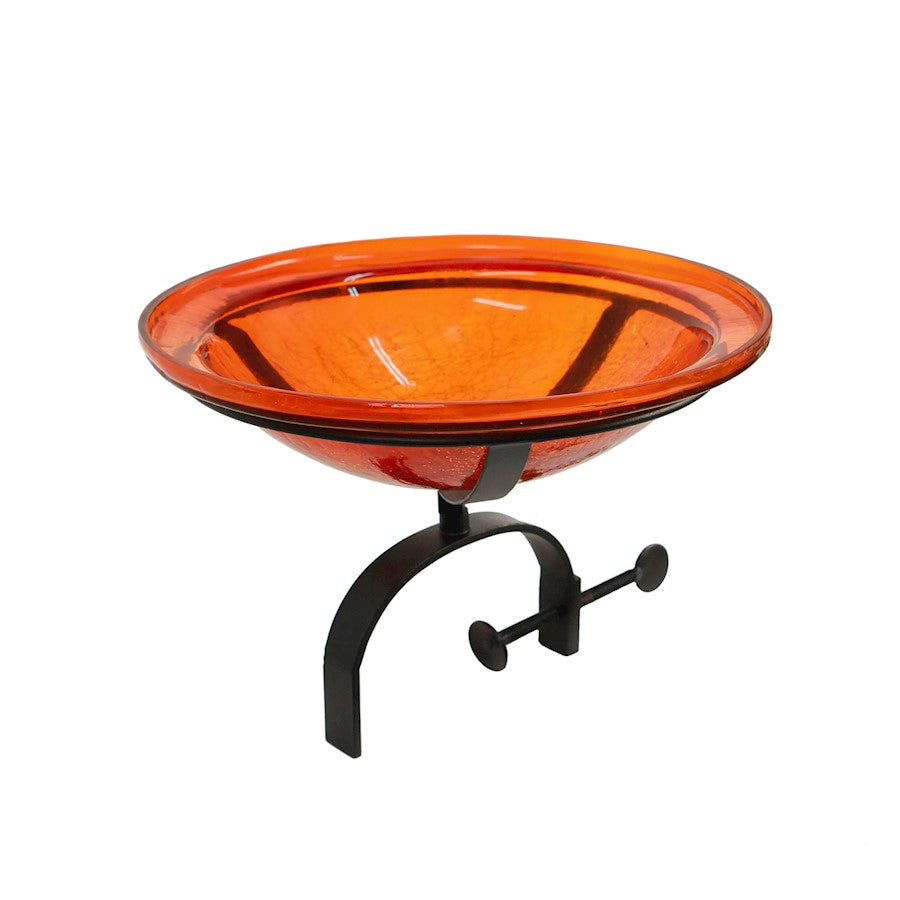 ACHLA 12" Crackle Bowl with Over Rail Bracket, Red