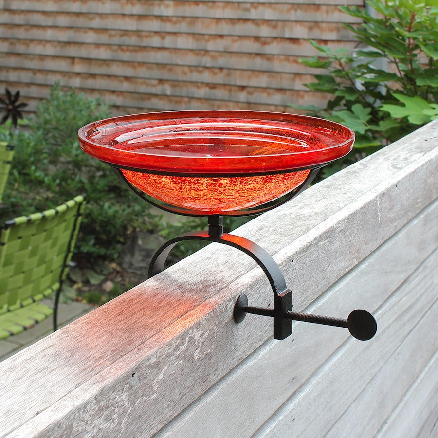 ACHLA 12" Crackle Bowl with Over Rail Bracket, Red