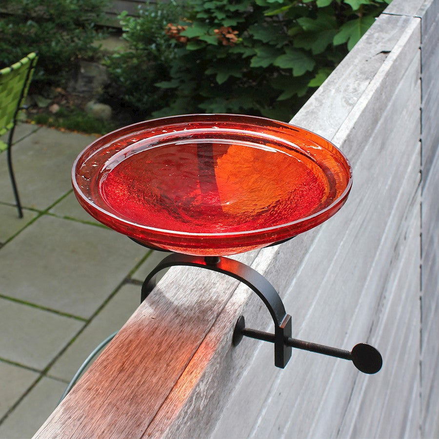 ACHLA 12" Crackle Bowl with Over Rail Bracket, Red