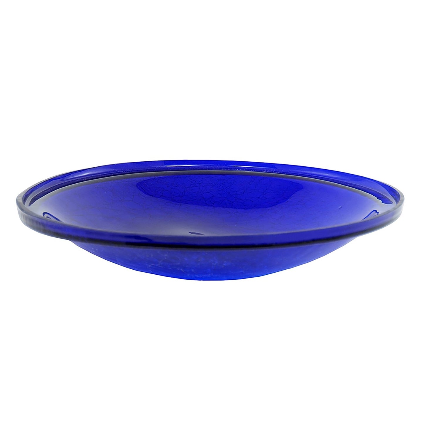 ACHLA 14in Cobalt Blue Crackle Glass Decorative Bowl | Handcrafted Art Glass | Patio & Garden Accent | 13.75 x 13.75 x 2.5 in | Model CGB-14CB