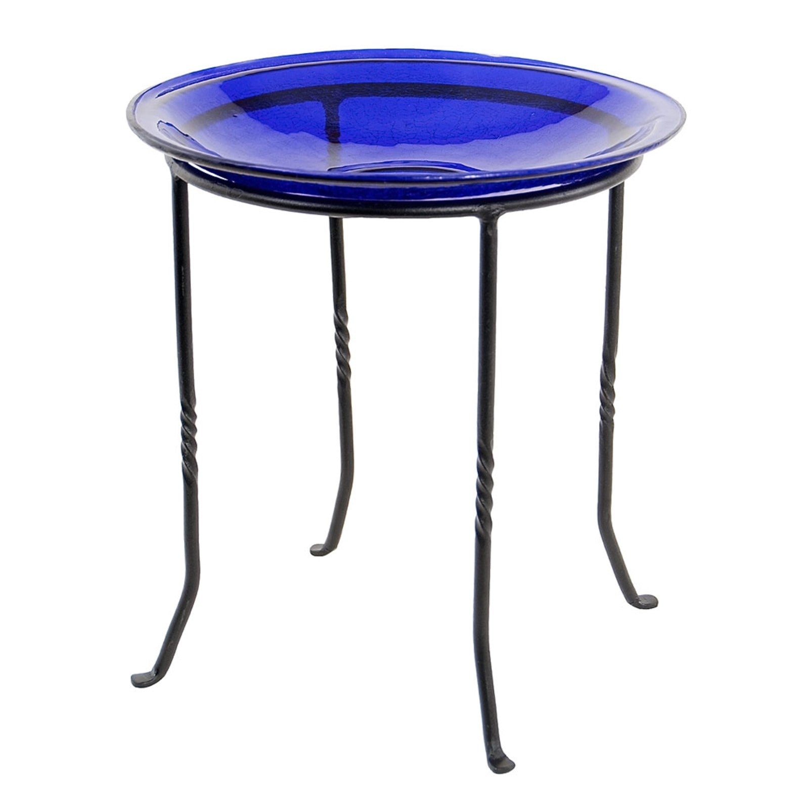 ACHLA 14in Cobalt Blue Crackle Glass Decorative Bowl | Handcrafted Art Glass | Patio & Garden Accent | 13.75 x 13.75 x 2.5 in | Model CGB-14CB