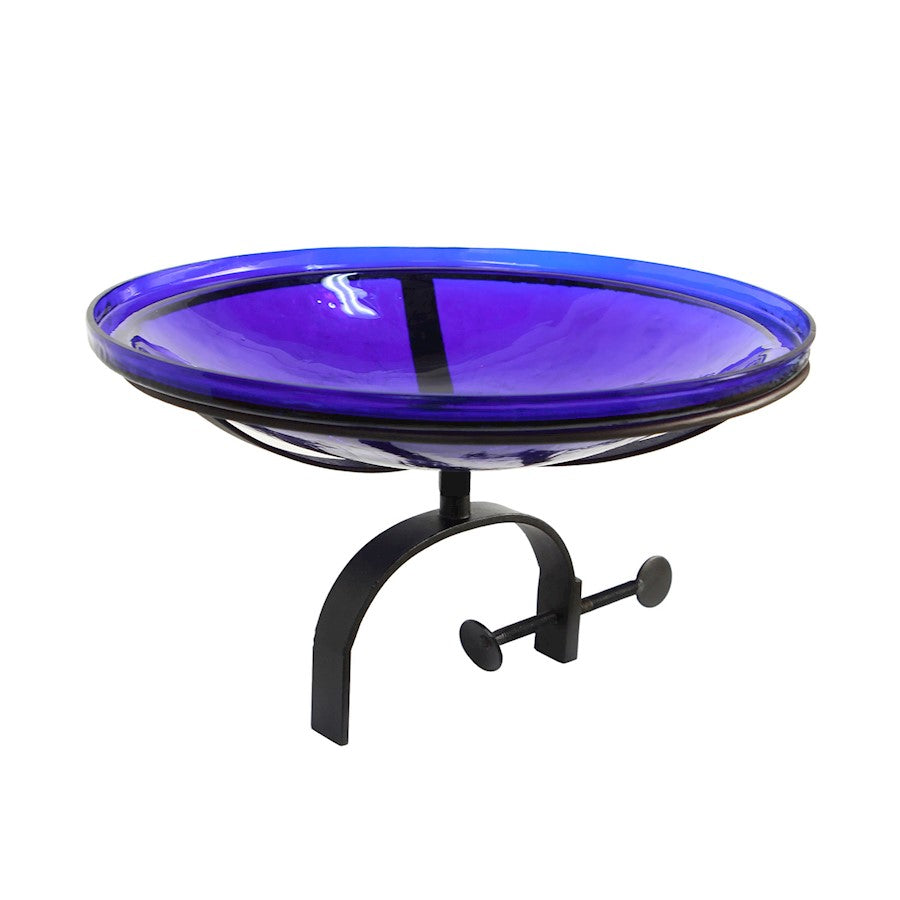 ACHLA 14" Crackle Bowl with Over Rail Bracket, Cobalt Blue