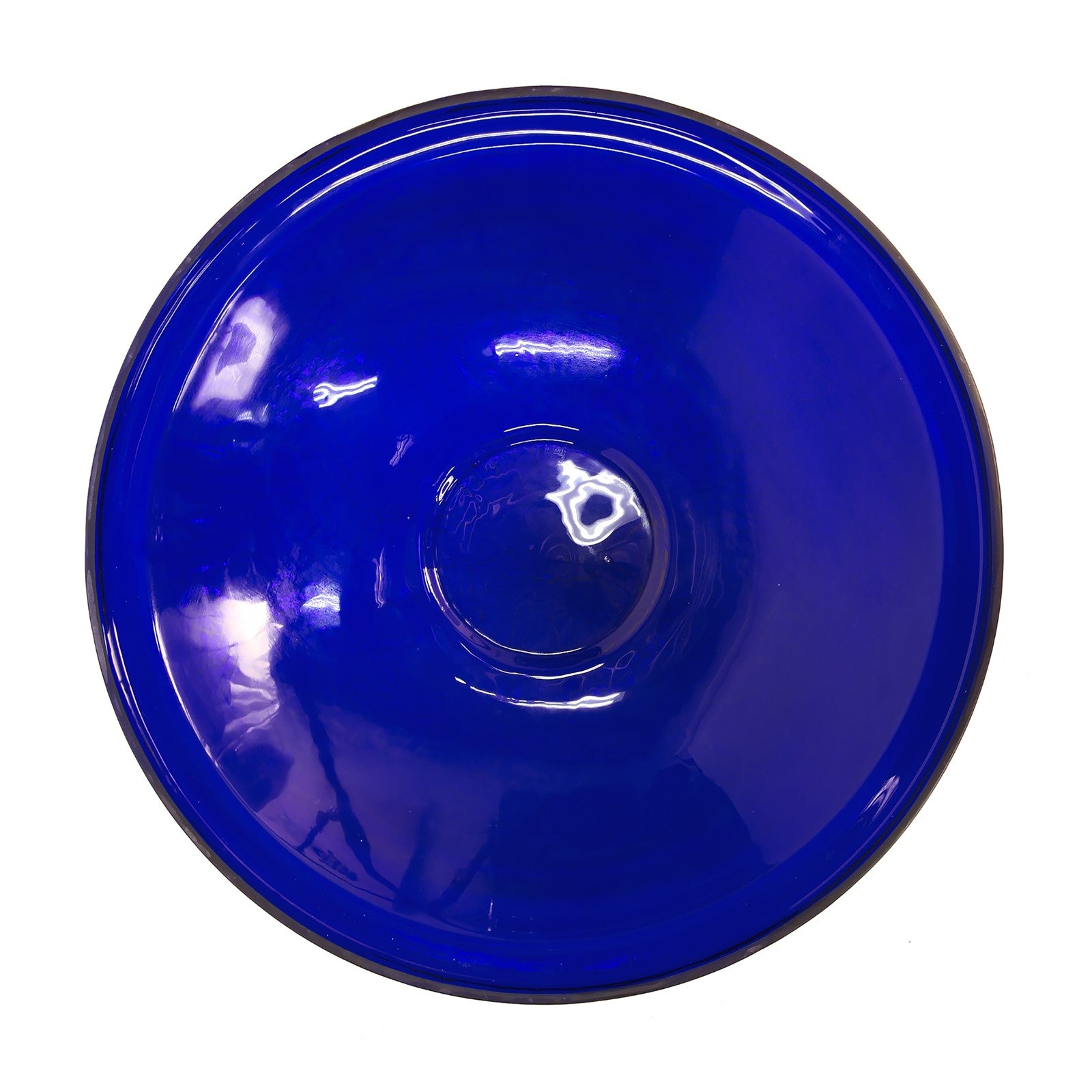 ACHLA 14in Crackle Glass Birdbath | Cobalt Blue Hand-Blown Glass Bowl on Black Wrought Iron Rail Mount Bracket | Deck, Balcony & | Model CGB-14CB-RM