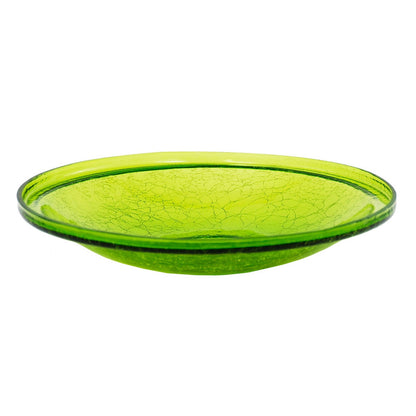ACHLA 14in Fern Green Crackle Glass Decorative Bowl | Handcrafted Art Glass | Patio & Garden Accent | 14 x 14 x 2.5 in | Model CGB-14FG
