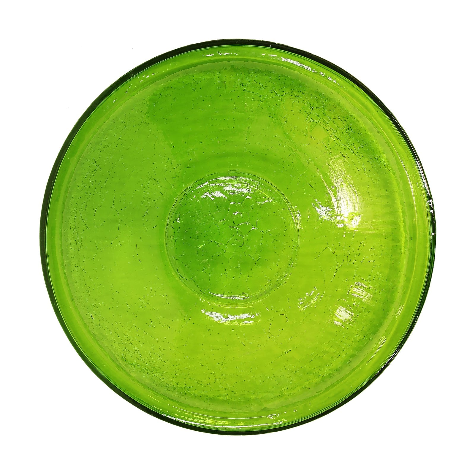 ACHLA 14in Fern Green Crackle Glass Decorative Bowl | Handcrafted Art Glass | Patio & Garden Accent | 14 x 14 x 2.5 in | Model CGB-14FG