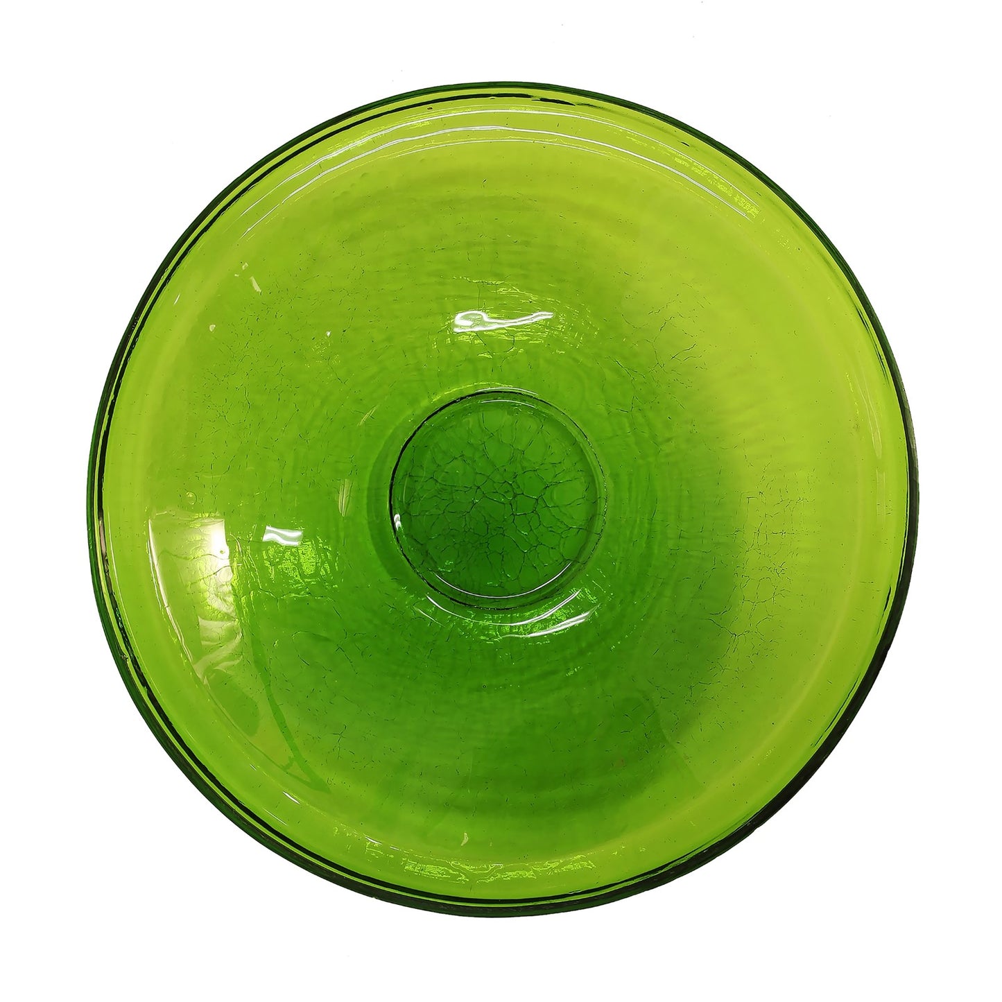 ACHLA 14in Crackle Glass Birdbath | Fern Green Hand-Blown Glass Bowl on Black Wrought Iron Rail Bracket | Deck & Balcony Bird Bath | Model CGB-14FG-RM