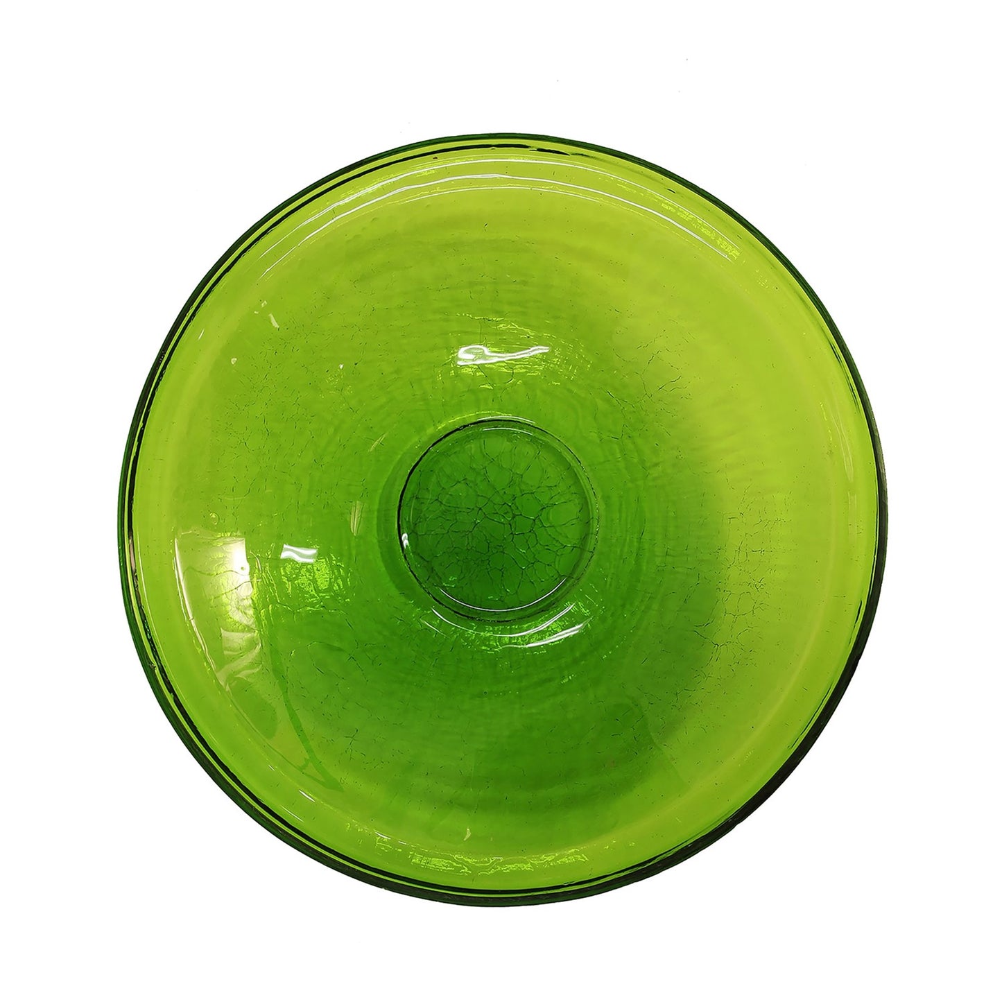 ACHLA Crackle Glass Birdbath with Wall Bracket | Fern Green Glass and Black Wrought Iron | Patio & Garden Bird Bath | Model CGB-14FG-WM2