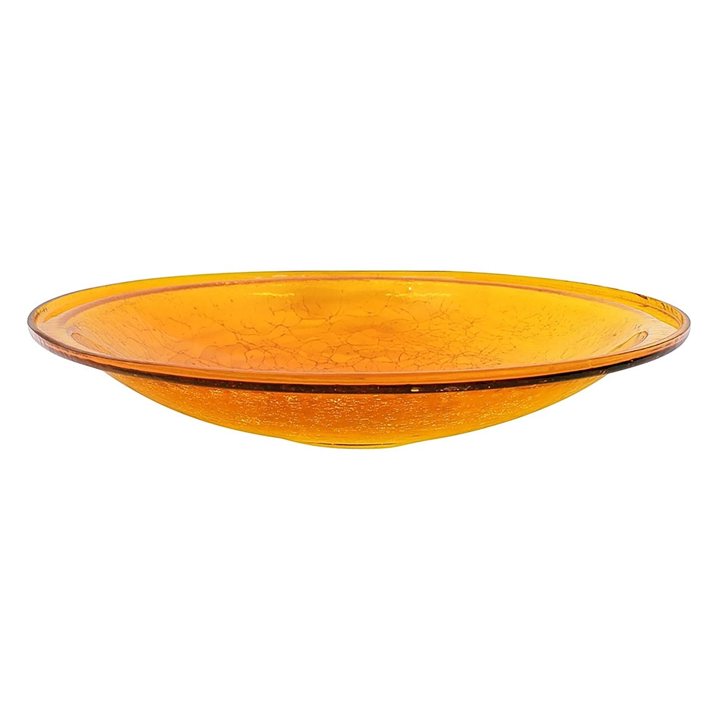ACHLA Crackle Glass Birdbath Bowl 14in | Hand-Blown Mandarin Glass | Garden & Patio Water Feature | 14 x 14 x 2 in | Model CGB-14M