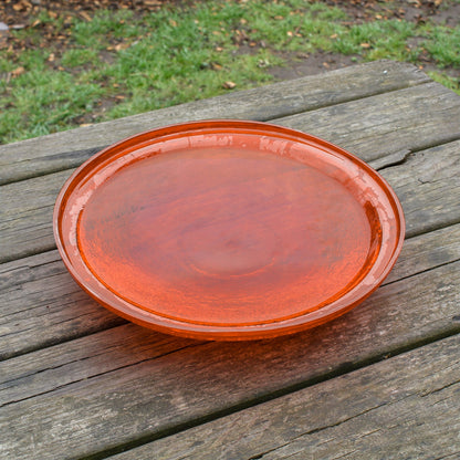 ACHLA Crackle Glass Birdbath Bowl 14in | Hand-Blown Mandarin Glass | Garden & Patio Water Feature | 14 x 14 x 2 in | Model CGB-14M