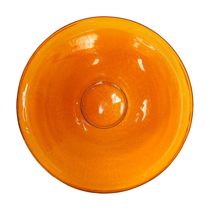 ACHLA Crackle Glass Birdbath Bowl 14in | Hand-Blown Mandarin Glass | Garden & Patio Water Feature | 14 x 14 x 2 in | Model CGB-14M