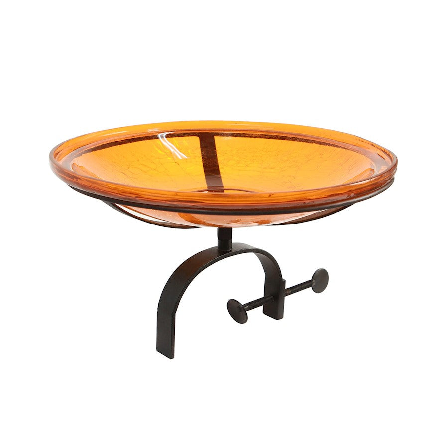 ACHLA 14" Crackle Bowl with Over Rail Bracket, Mandarin