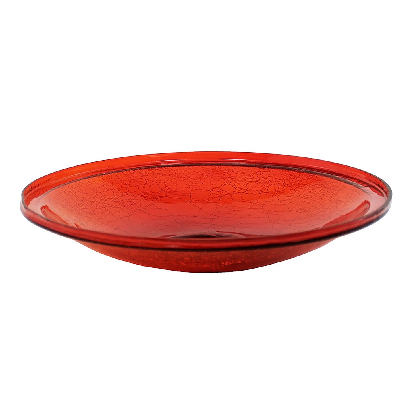 ACHLA 14in Red Crackle Glass Decorative Bowl | Handcrafted Art Glass | Patio & Garden Accent | 14 x 14 x 2.5 in | Model CGB-14R
