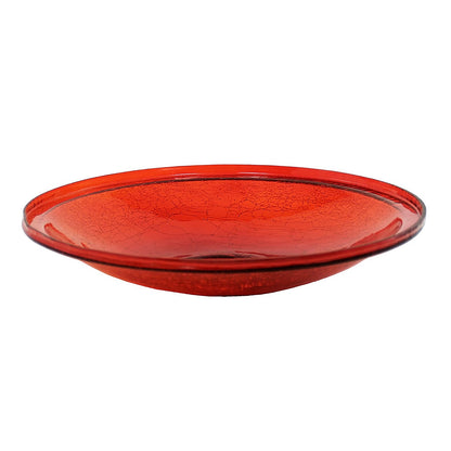ACHLA 14in Red Crackle Glass Decorative Bowl | Handcrafted Art Glass | Patio & Garden Accent | 14 x 14 x 2.5 in | Model CGB-14R