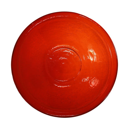 ACHLA 14in Red Crackle Glass Decorative Bowl | Handcrafted Art Glass | Patio & Garden Accent | 14 x 14 x 2.5 in | Model CGB-14R