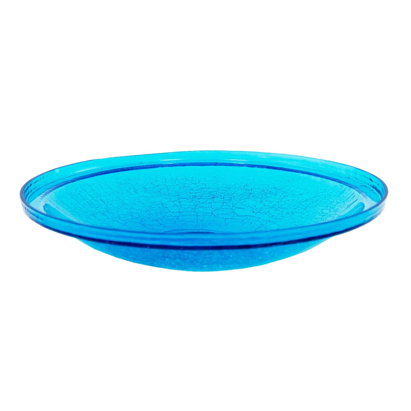 ACHLA 14in Teal Crackle Glass Decorative Bowl | Crackled Glass Art Bowl | Patio & Garden Accent | 14 x 14 x 2.5 in | Model CGB-14T