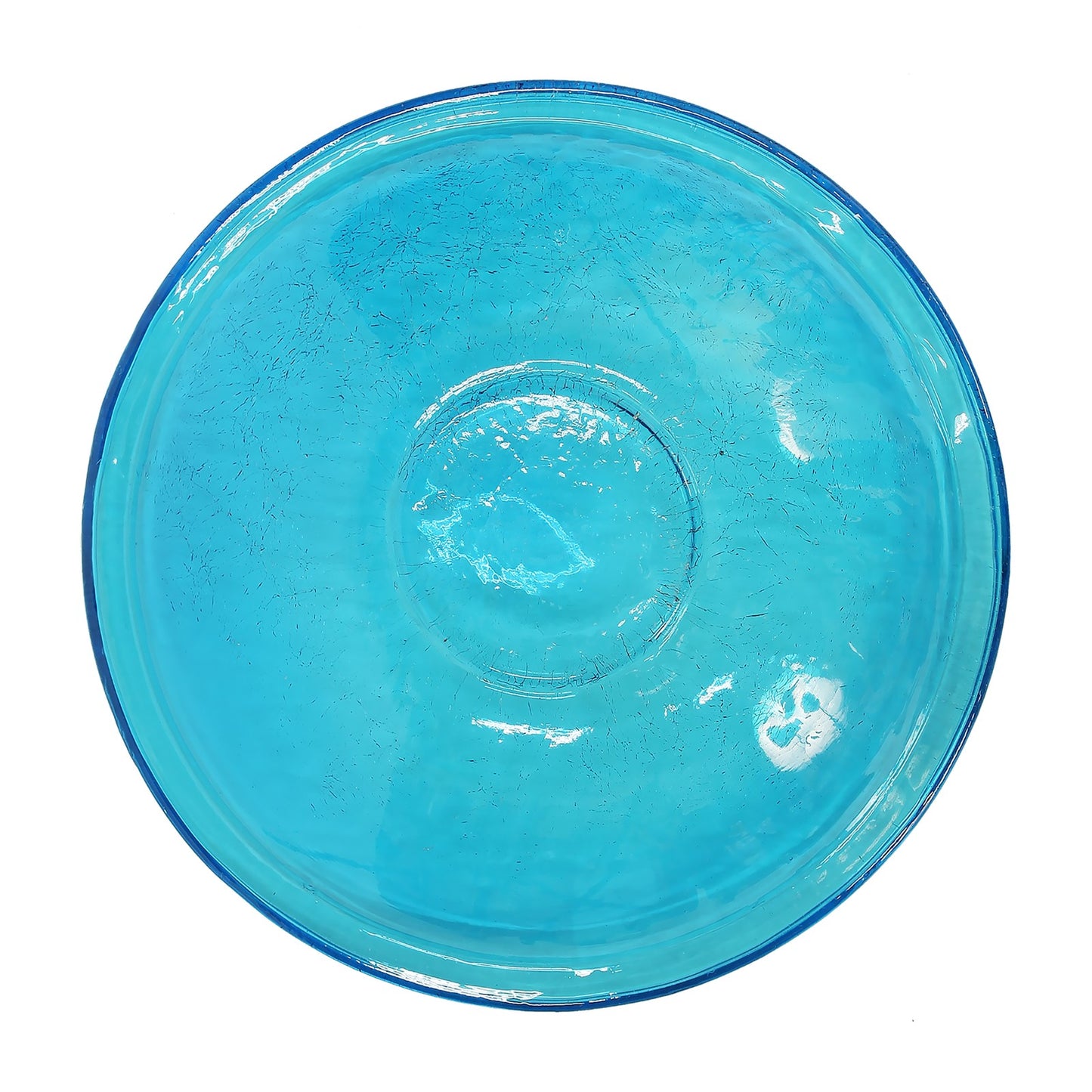 ACHLA 14in Teal Crackle Glass Decorative Bowl | Crackled Glass Art Bowl | Patio & Garden Accent | 14 x 14 x 2.5 in | Model CGB-14T