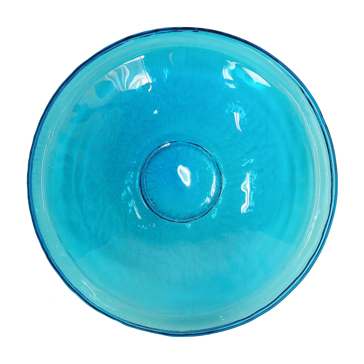 ACHLA 14in Crackle Glass Birdbath | Teal Hand-Blown Glass and Black Wrought Iron | Deck, Balcony & Porch Rail Mount | Model CGB-14T-RM