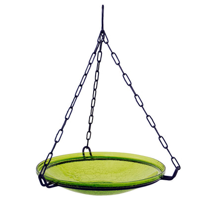 ACHLA Hanging Fern Green Crackle Bowl 14in Decorative Bowl | Outdoor Garden & Patio Birdbath | 13.75 x 13.75 x 2.5-17 in | Model CGB-H-14FG