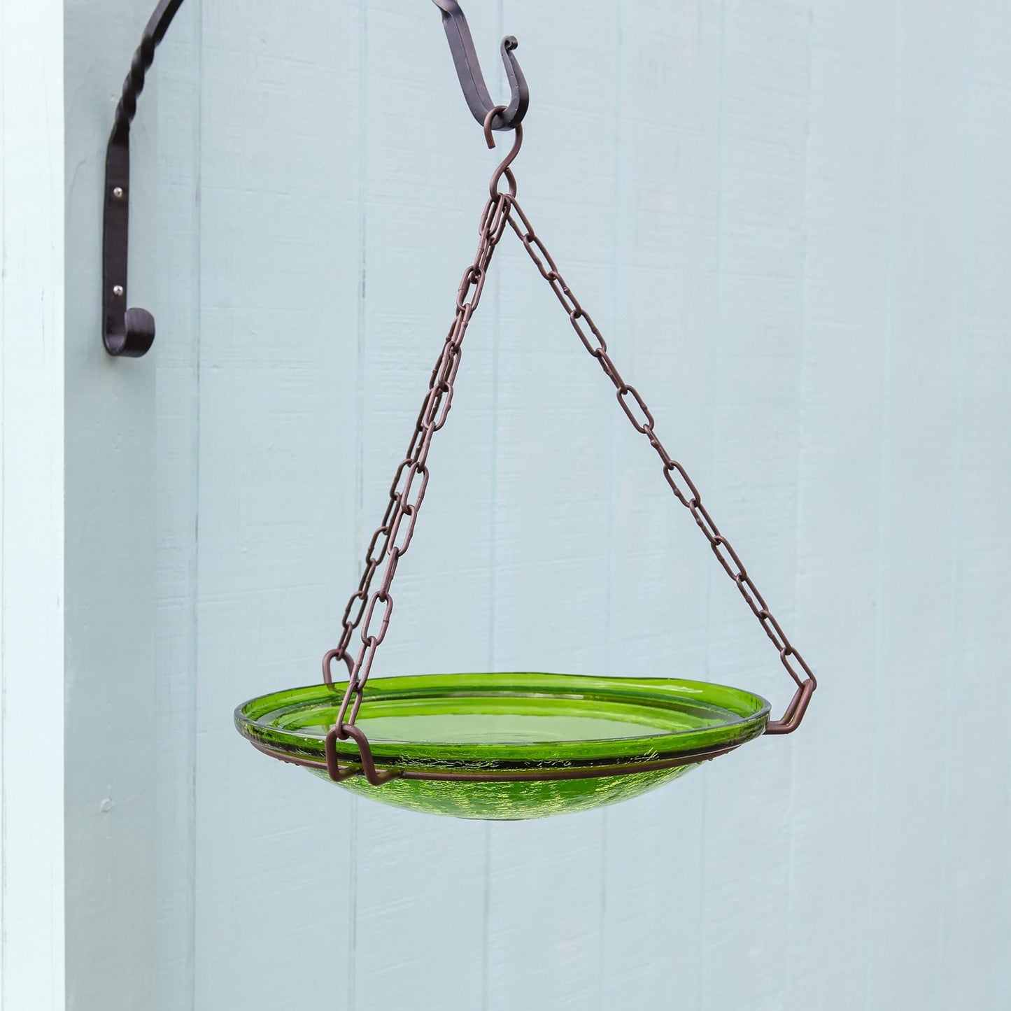 ACHLA Hanging Fern Green Crackle Bowl 14in Decorative Bowl | Outdoor Garden & Patio Birdbath | 13.75 x 13.75 x 2.5-17 in | Model CGB-H-14FG