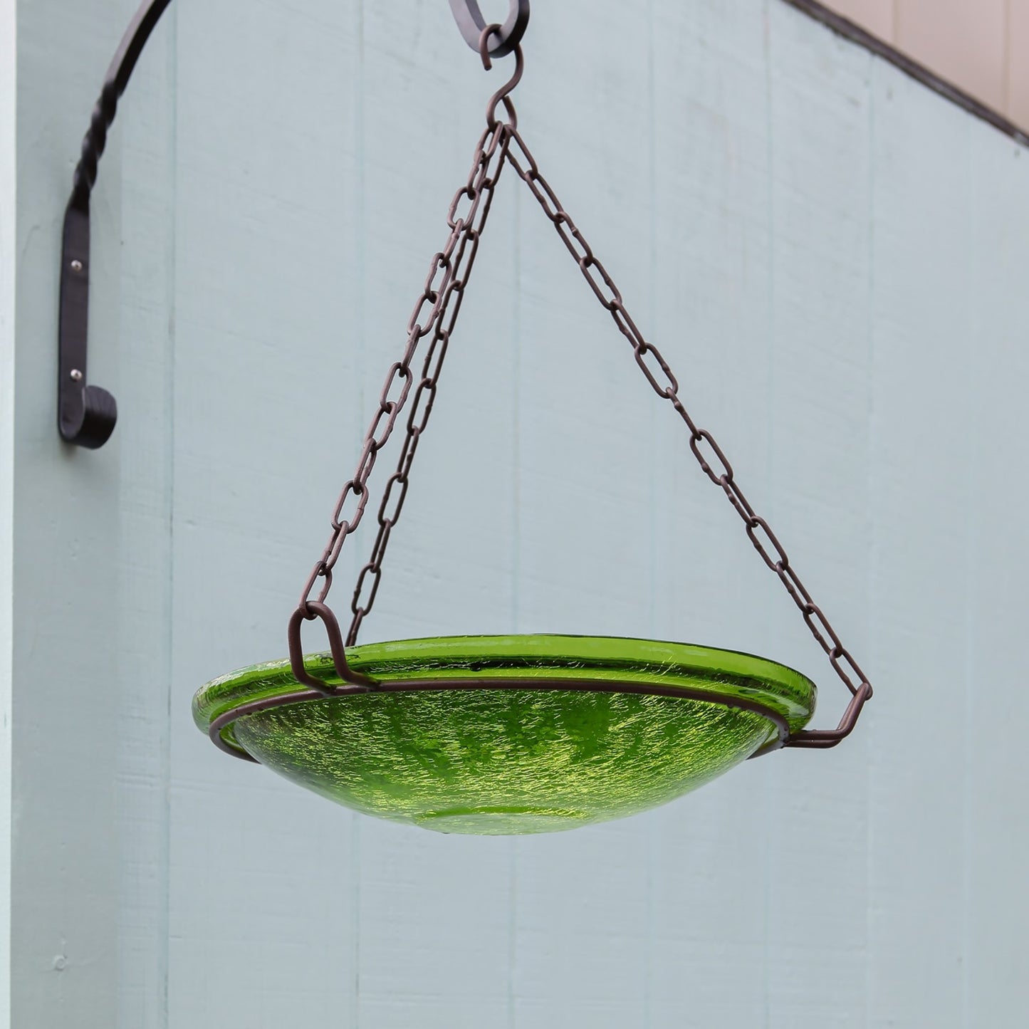 ACHLA Hanging Fern Green Crackle Bowl 14in Decorative Bowl | Outdoor Garden & Patio Birdbath | 13.75 x 13.75 x 2.5-17 in | Model CGB-H-14FG