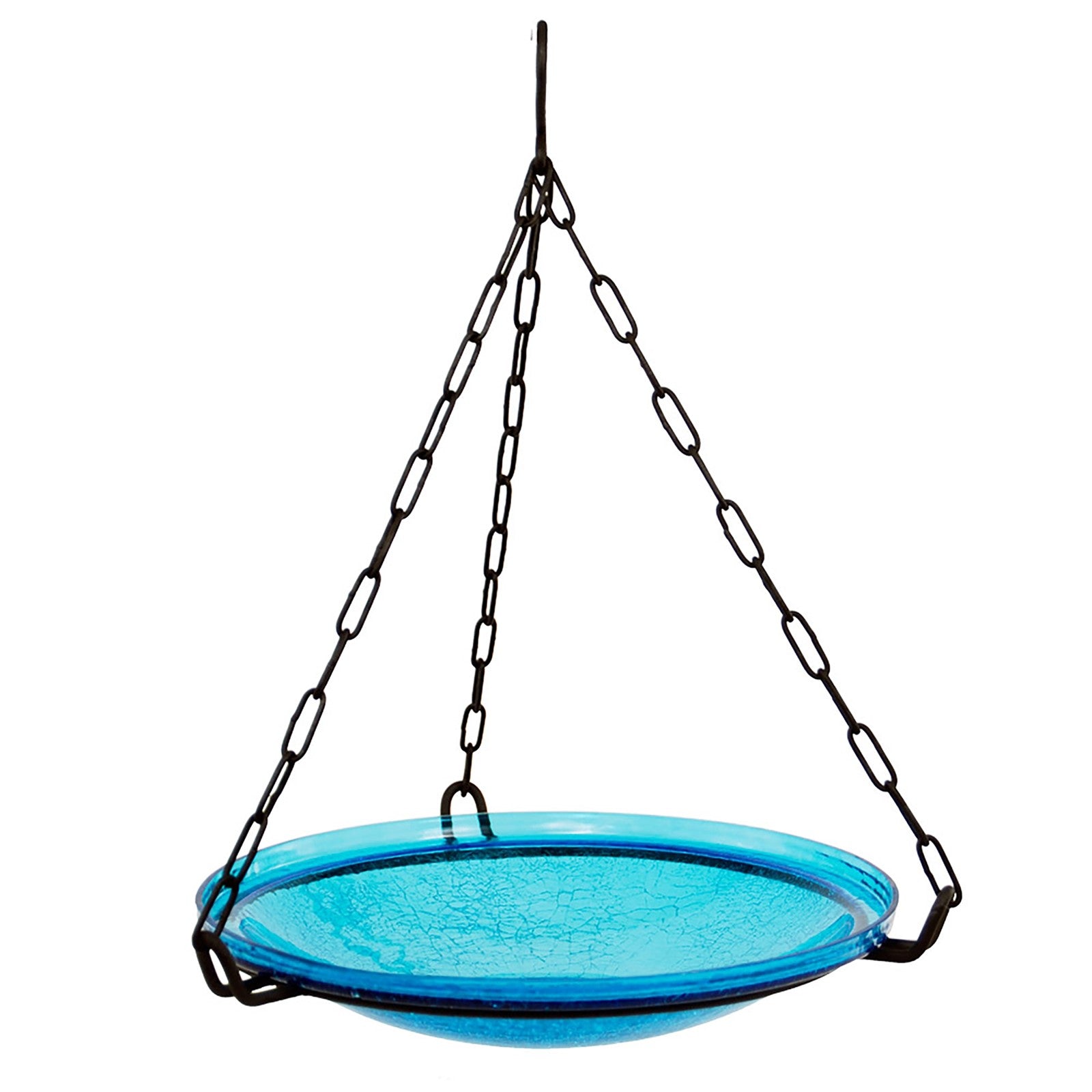 ACHLA Hanging Teal Crackle Glass Birdbath Bowl | Outdoor Garden & Patio Decor | 14in Diameter x 2.5in Deep | Model CGB-H-14T