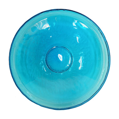 ACHLA Hanging Teal Crackle Glass Birdbath Bowl | Outdoor Garden & Patio Decor | 14in Diameter x 2.5in Deep | Model CGB-H-14T