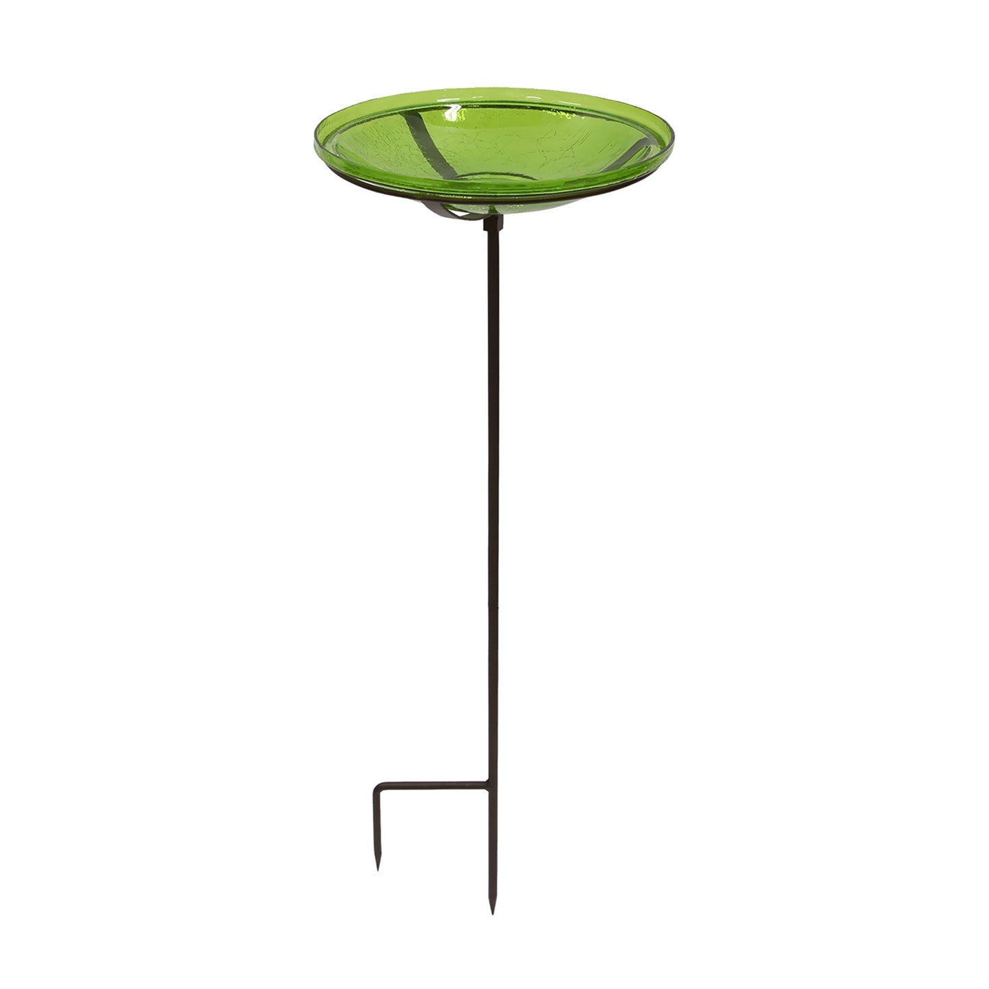 ACHLA Fern Green Crackle Glass Birdbath Bowl with Stand | 14in Outdoor Garden Decor | Patio & Backyard Water Feature | Model CGB-S-14FG