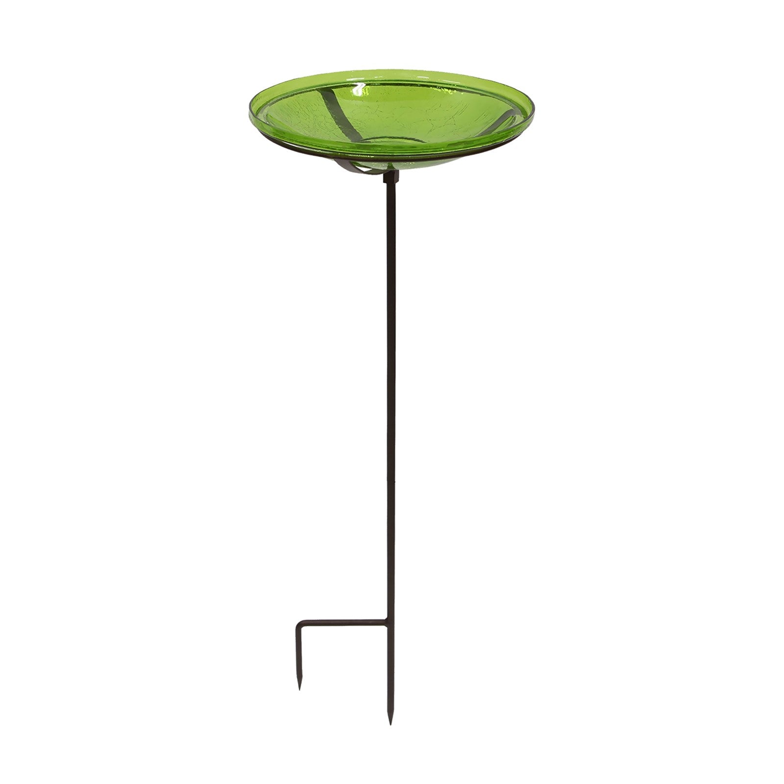 ACHLA Fern Green Crackle Glass Birdbath Bowl with Stand | 14in Outdoor Garden Decor | Patio & Backyard Water Feature | Model CGB-S-14FG