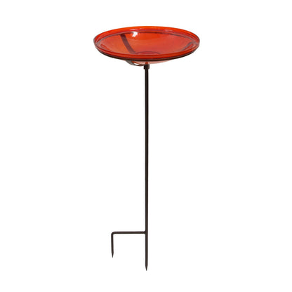 ACHLA Red Crackle Bowl with Stand 14in Decorative Bowl | Red Crackle Glass and Roman Bronze Cradle | Garden & Patio Accent | 13.75 x | Model CGB-S-14R