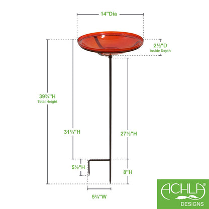 ACHLA Red Crackle Bowl with Stand 14in Decorative Bowl | Red Crackle Glass and Roman Bronze Cradle | Garden & Patio Accent | 13.75 x | Model CGB-S-14R