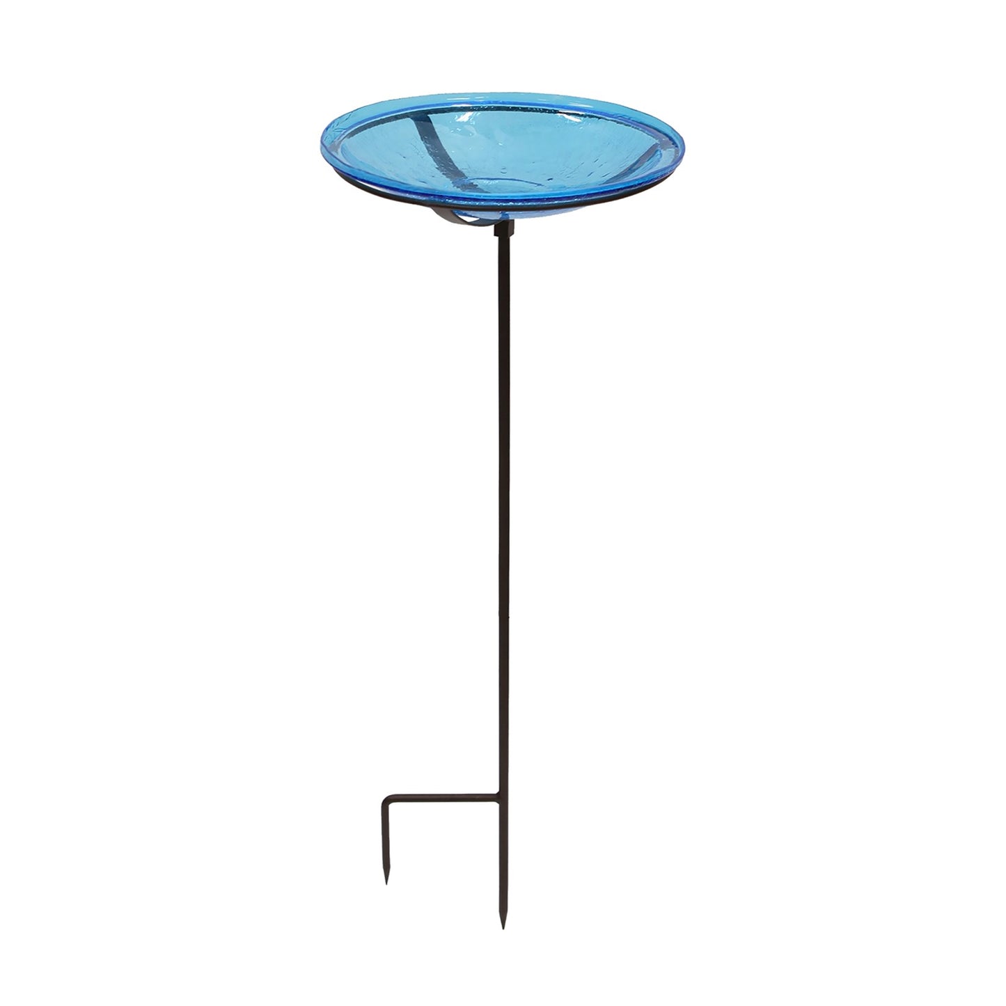 ACHLA Teal Crackle Glass Birdbath Bowl with Stand | Roman Bronze Metal Cradle | Outdoor Garden & Patio Decor | 14 in Dia x 2.5 in D | Model CGB-S-14T