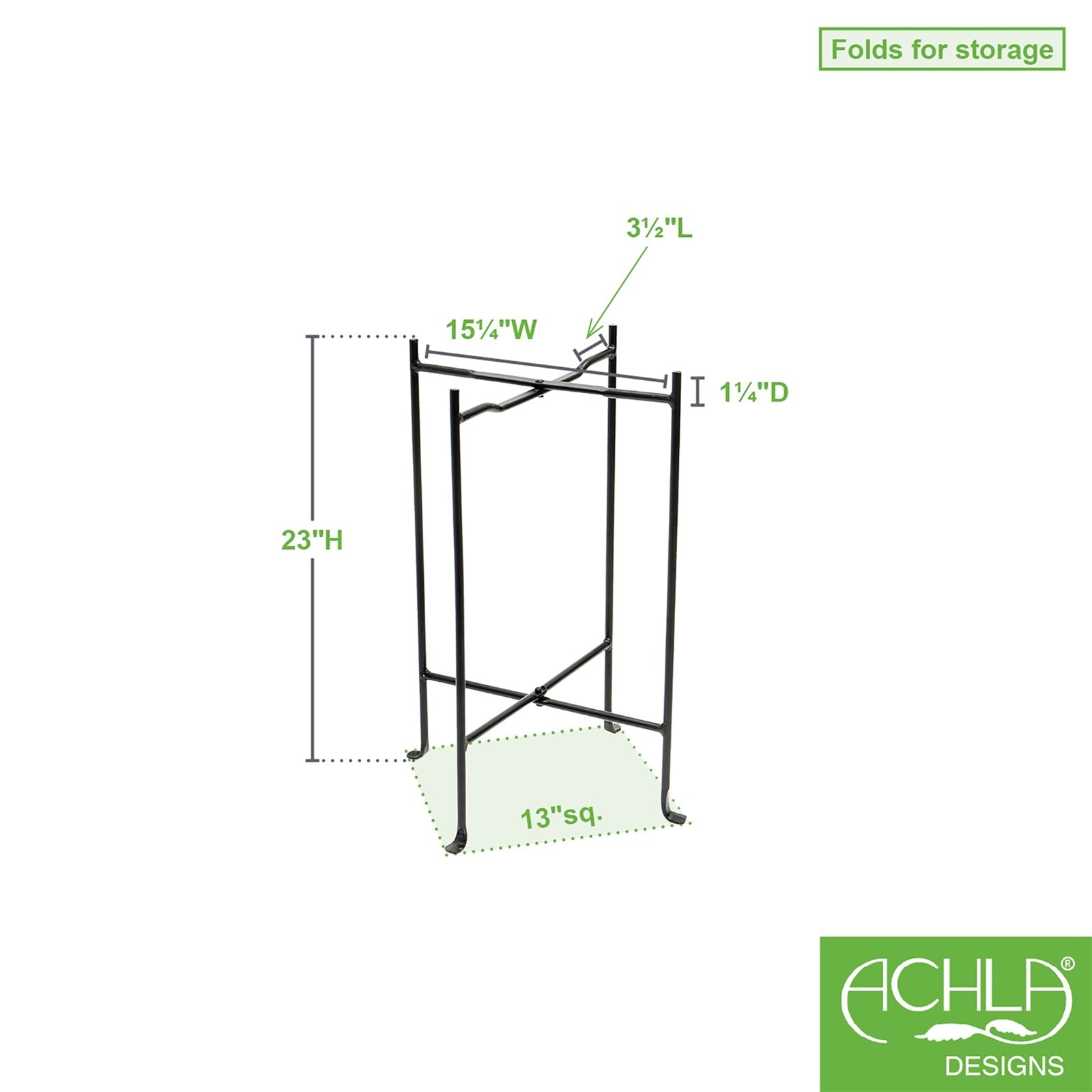 ACHLA Floor Stand 23in Wrought Iron Stand | Black Powder Coated Metal | Outdoor Garden & Patio Display | 18 x 18 x 23 in | Model CWI-02