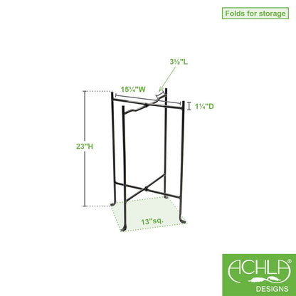 ACHLA Floor Stand 23in Wrought Iron Stand | Black Powder Coated Metal | Outdoor Garden & Patio Display | 18 x 18 x 23 in | Model CWI-02