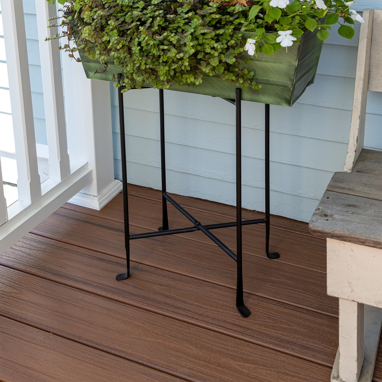 ACHLA Floor Stand 23in Wrought Iron Stand | Black Powder Coated Metal | Outdoor Garden & Patio Display | 18 x 18 x 23 in | Model CWI-02