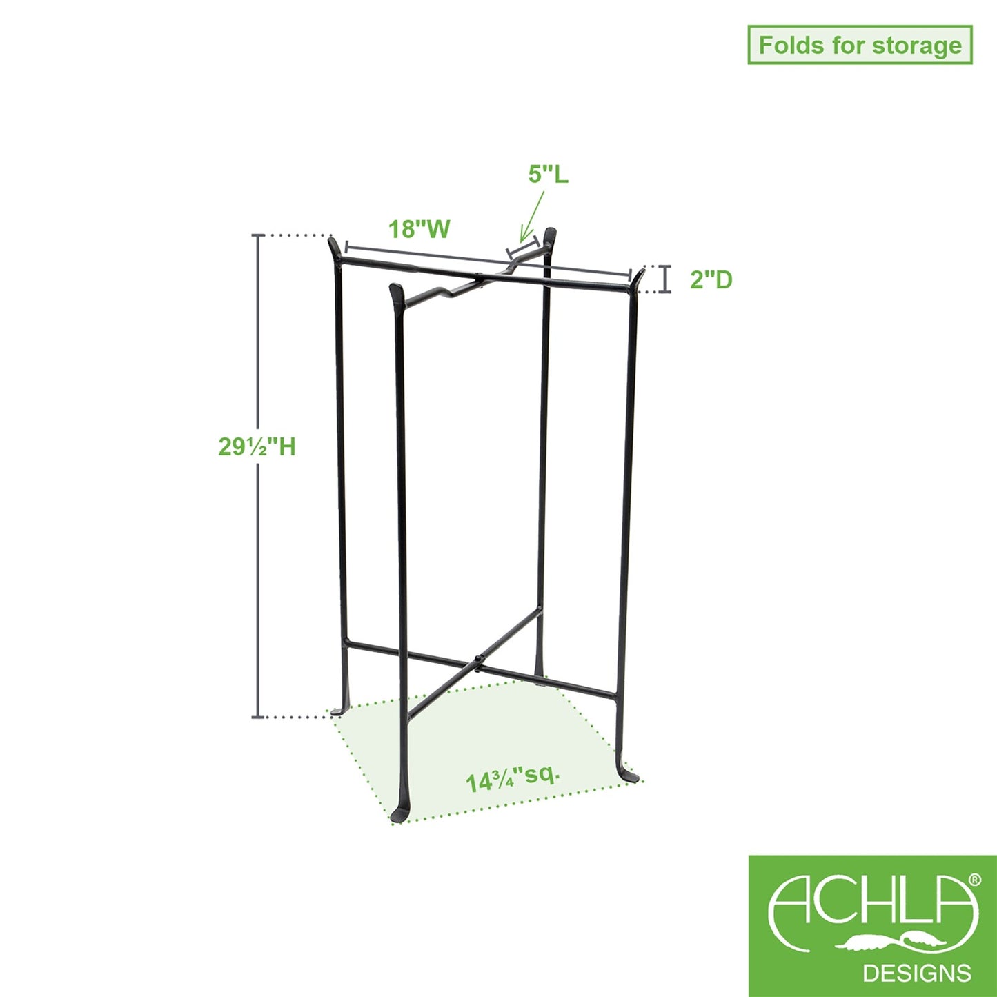 ACHLA Large Floor Stand | Black Wrought Iron | Patio & Garden Display | 22 x 22 x 29 in | Model CWI-03