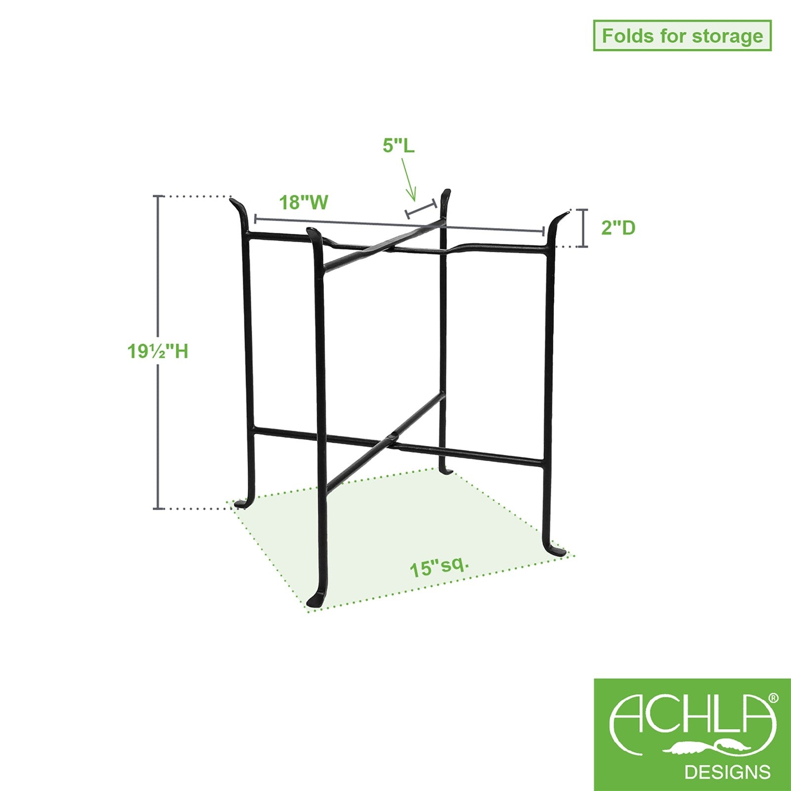 ACHLA Short Floor Stand | Black Powdercoated Wrought Iron | Patio & Garden Planter Stand | 20 x 20 x 20 in | Model CWI-04