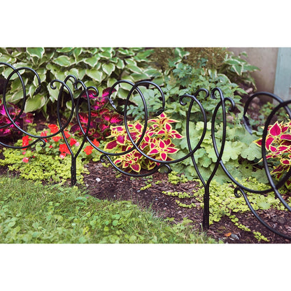 ACHLA Scroll Border Fence Section 4-Pack | Traditional Victorian Wrought Iron | Garden Edging & Flower Bed Border | 24 x 22 in Each | Model DFS-02-4