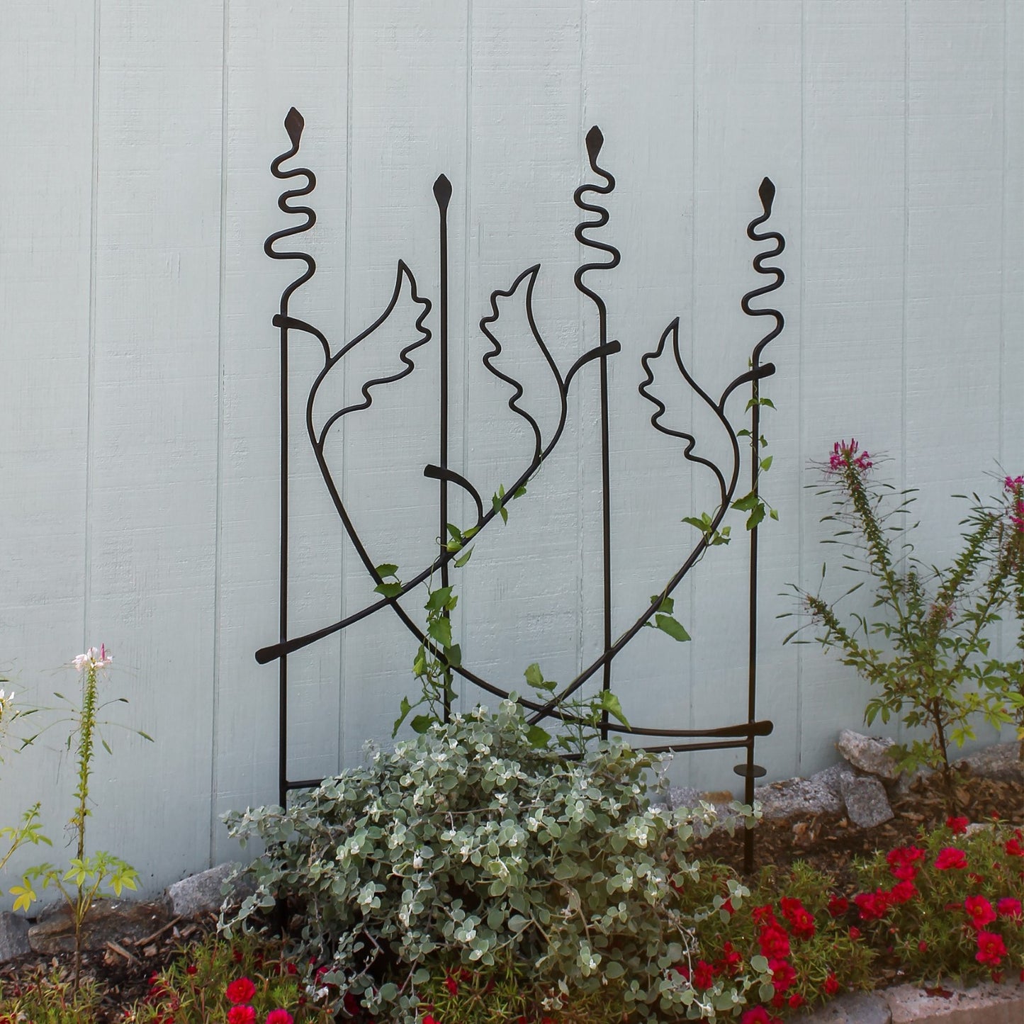 ACHLA Acanthus Fence Trellis 33in W x 43in H | Traditional Wrought Iron Black Powdercoat | Garden Border & Climbing Plant Support | Model DFS-08-2