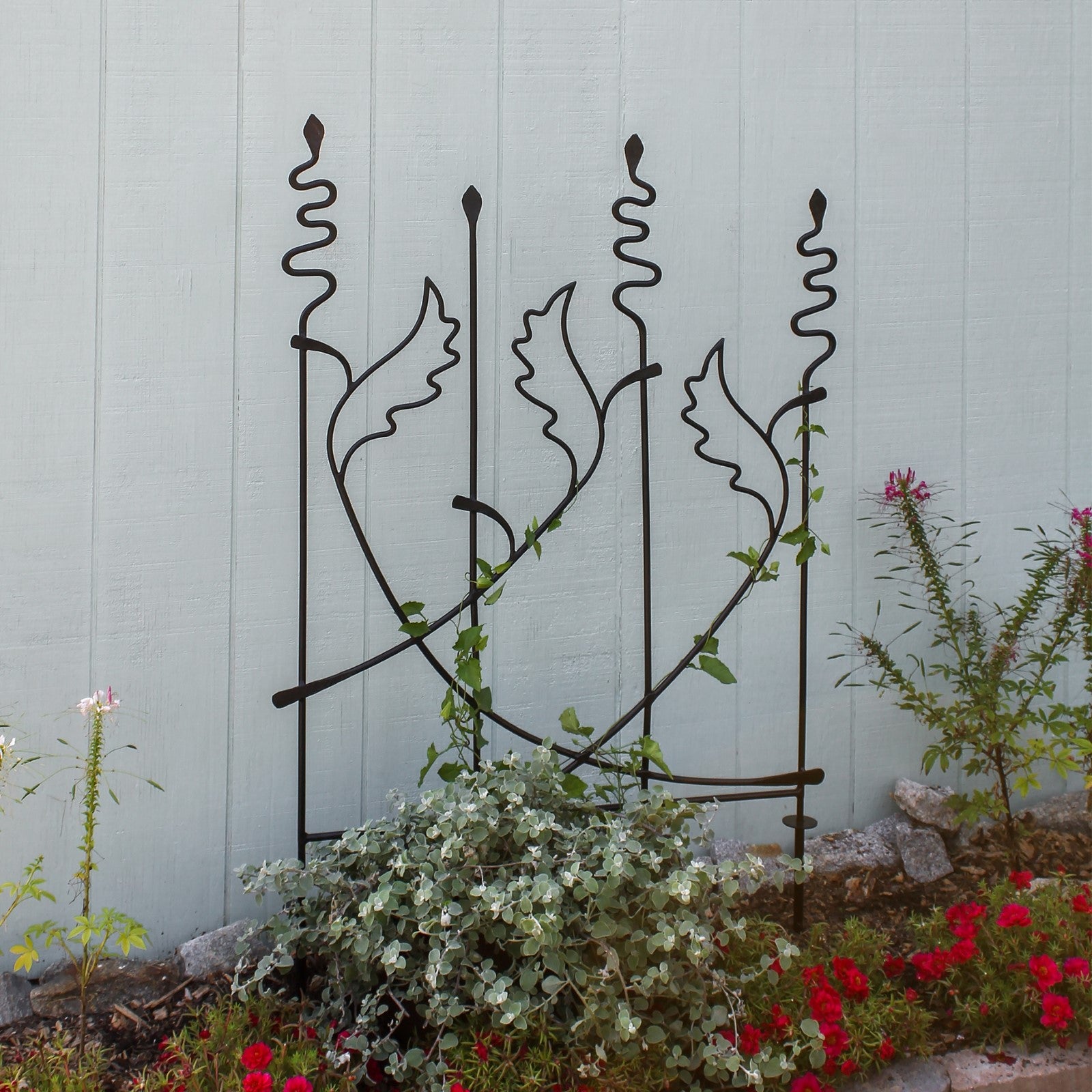 ACHLA Acanthus Fence Trellis 33in W x 43in H | Traditional Wrought Iron Black Powdercoat | Garden Border & Climbing Plant Support | Model DFS-08-2