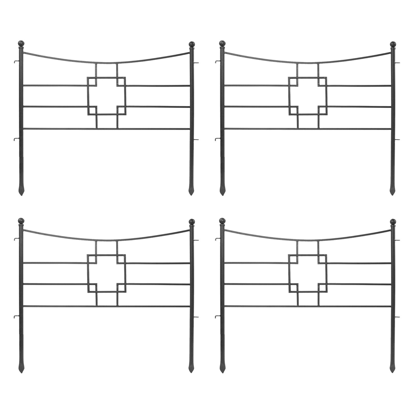 ACHLA Square-on-Squares Fence Section 4-Pack | Graphite Powdercoat Wrought Iron | Garden & Landscape Border | 36 x 1.5 x 31.5 in Each | Model DFS-25-4