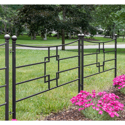 ACHLA Square-on-Squares Fence Section 4-Pack | Graphite Powdercoat Wrought Iron | Garden & Landscape Border | 36 x 1.5 x 31.5 in Each | Model DFS-25-4