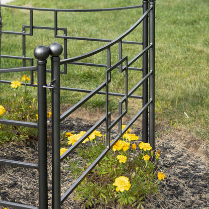 ACHLA Square-on-Squares Fence Section 4-Pack | Graphite Powdercoat Wrought Iron | Garden & Landscape Border | 36 x 1.5 x 31.5 in Each | Model DFS-25-4